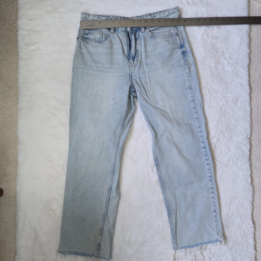 Mango frayed hem light blue jeans